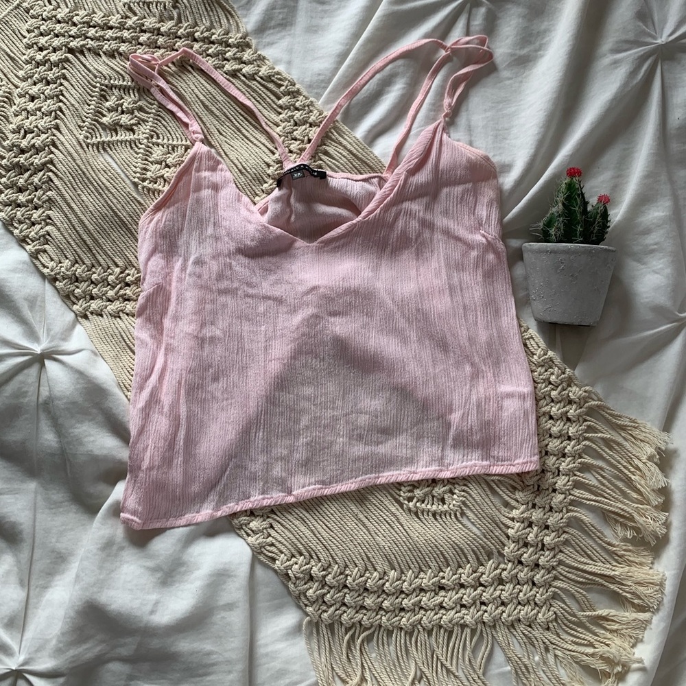 Kendall & Kylie Light Pink Cropped Top